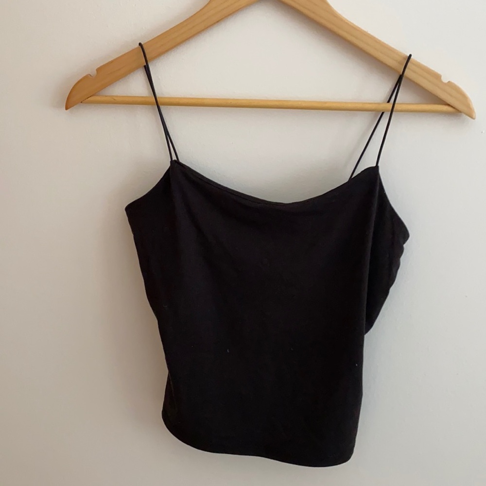 Black crop top with spaghetti straps